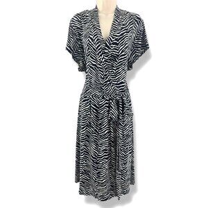 Liz Claiborne Black & White Zebra Print Faux-Wrap Dress w/Tie Size 2X 18 20 Plus